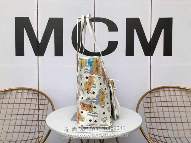 MCM女包 原單 Essential頂部拉鏈購物包 花卉圖案 MCM手提袋 MCM女單肩包  mdmc1314